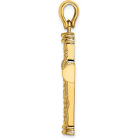 14K Yellow Gold Scroll with Double Endcaps Cross Charm Pendant by Oro Pregiato
