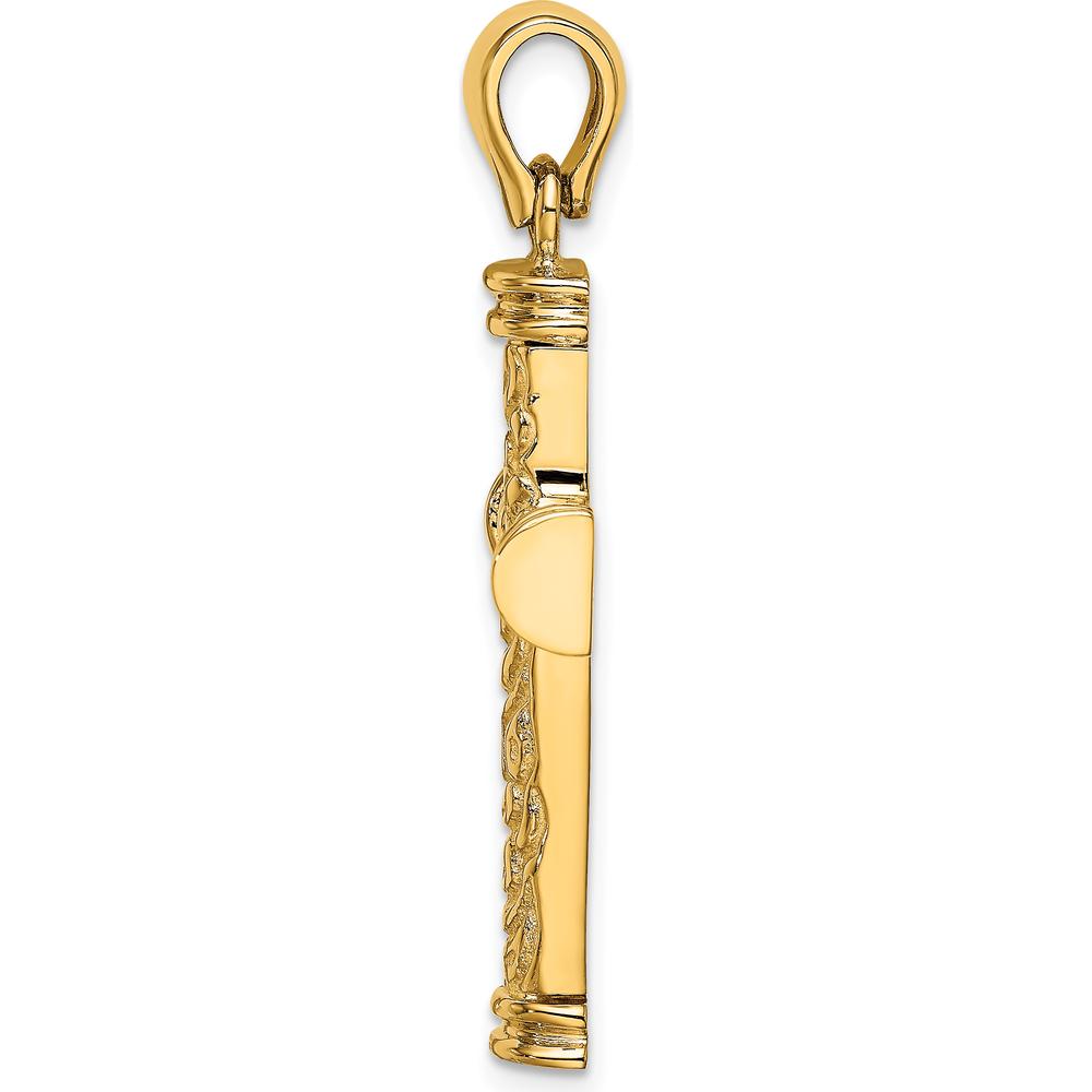 14K Yellow Gold Scroll with Double Endcaps Cross Charm Pendant by Oro Pregiato