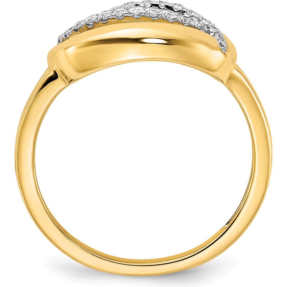 14K Yellow Gold Sculpted Oval Ring with Round Prong-Set Natural Diamonds - 0.193 Carat Total Diamond Weight by 0