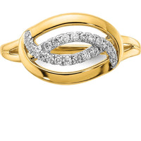 14K Yellow Gold Sculpted Oval Ring with Round Prong-Set Natural Diamonds - 0.193 Carat Total Diamond Weight by 0