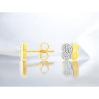 14K Yellow Gold Sculptural Butterfly-Inspired Stud Earrings with Pavé Set Round Diamonds - 0.17 Carat Total Diamond Weight - Royal Jewelry
