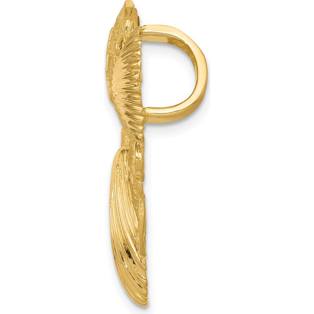 14K Yellow Gold Sea Life Diamond-Cut Omega Slide Pendant with Starfish & Shell Motif by Oro Pregiato