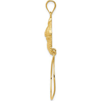 14K Yellow Gold Sea Shell Charm Holder Pendant - Solid Gold Beach Jewelry by Oro Pregiato
