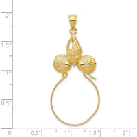14K Yellow Gold Sea Shell Charm Holder Pendant - Solid Gold Beach Jewelry by Oro Pregiato