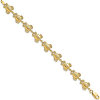 14K Yellow Gold Sea Turtle Bracelet with Textured Stations - 7.25 inches by Oro Pregiato
