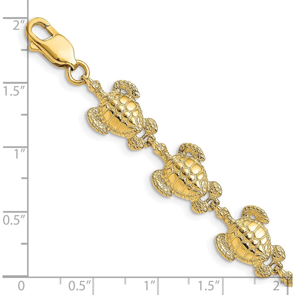 14K Yellow Gold Sea Turtle Bracelet with Textured Stations - 7.25 inches by Oro Pregiato