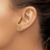 14K Yellow Gold Sea Turtle Button Earrings with Green Enamel Accents by Oro Pregiato