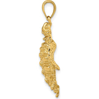 14K Yellow Gold Sea Turtle Charm Pendant with Spiny Shell Design by Oro Pregiato