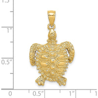 14K Yellow Gold Sea Turtle Charm Pendant with Spiny Shell Design by Oro Pregiato