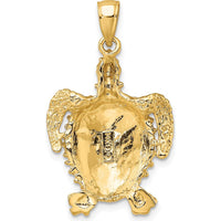 14K Yellow Gold Sea Turtle Charm Pendant with Spiny Shell Design by Oro Pregiato
