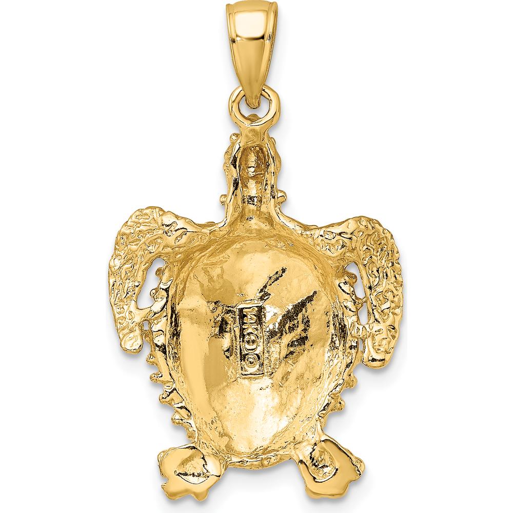 14K Yellow Gold Sea Turtle Charm Pendant with Spiny Shell Design by Oro Pregiato