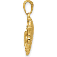 14K Yellow Gold Sea Turtle in Textured Shell Pendant - 24mm Length by Oro Pregiato