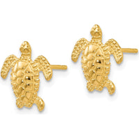 14K Yellow Gold Sea Turtle Post Earrings - 11mm by 0
