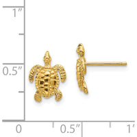 14K Yellow Gold Sea Turtle Post Earrings - Solid Design by 0