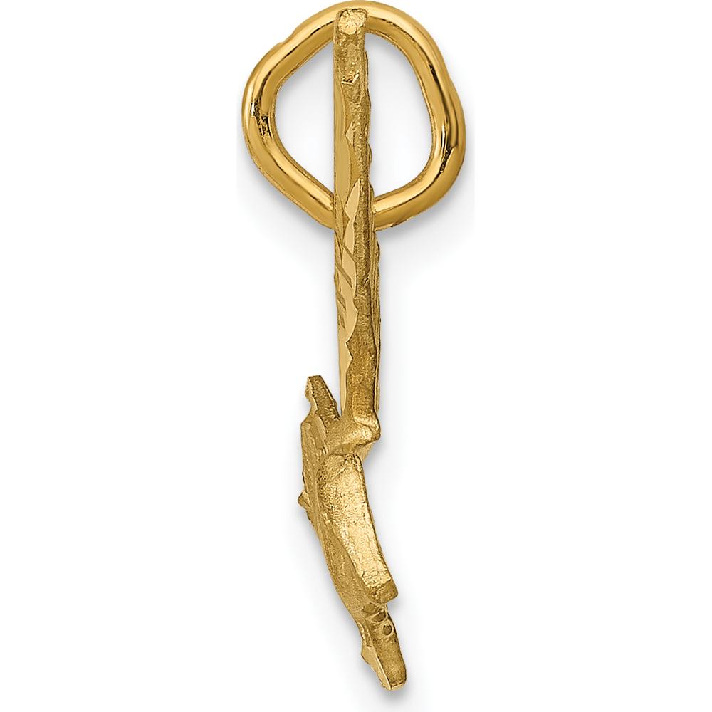 14K Yellow Gold Seagull Charm Pendant with Diamond-Cut Texture - 16.5mm Length by Oro Pregiato