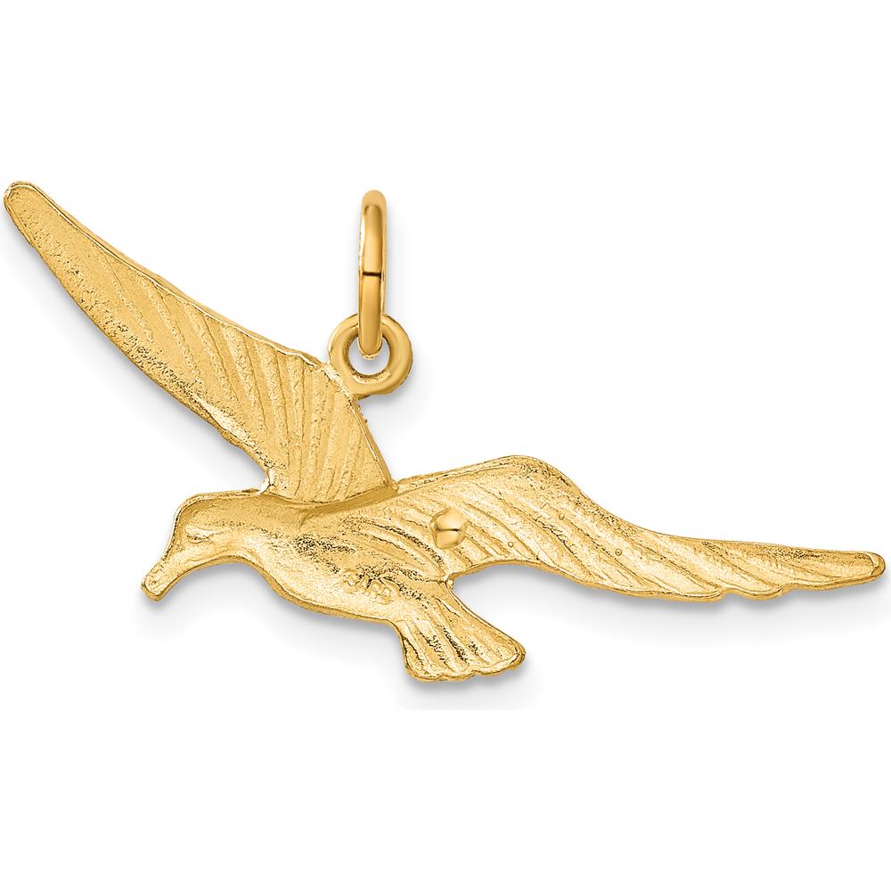14K Yellow Gold Seagull Charm Pendant with Diamond-Cut Texture - 16.5mm Length by Oro Pregiato