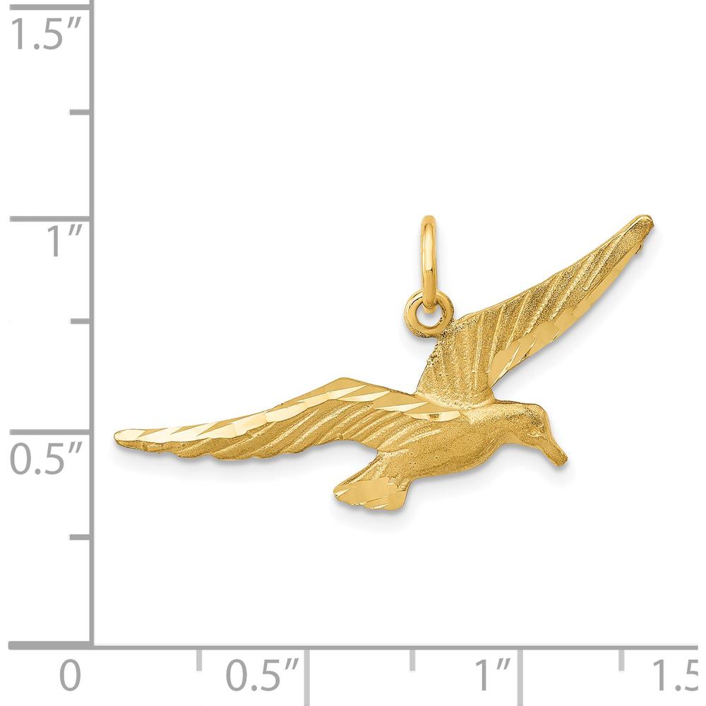14K Yellow Gold Seagull Charm Pendant with Diamond-Cut Texture - 16.5mm Length by Oro Pregiato