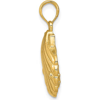 14K Yellow Gold Seahorse in Shell Pendant with Textured Design by Oro Pregiato