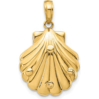 14K Yellow Gold Seahorse in Shell Pendant with Textured Design by Oro Pregiato