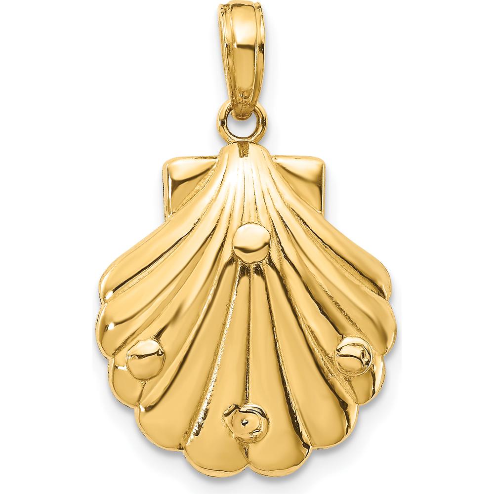 14K Yellow Gold Seahorse in Shell Pendant with Textured Design by Oro Pregiato