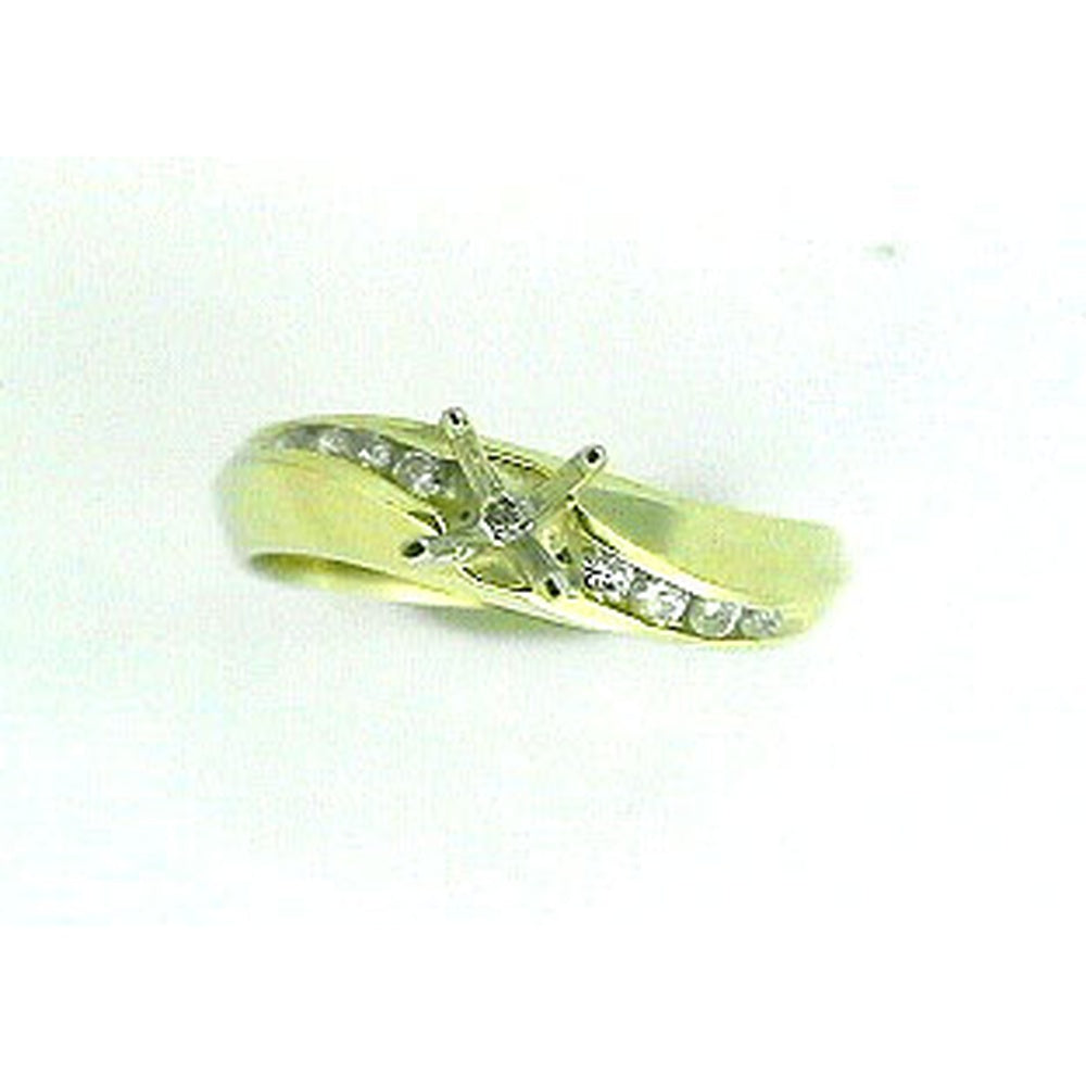 14K Yellow Gold Semi-Mount Engagement Ring with Channel-Set Round Diamond Accents - 0.20 Carat Total Diamond Weight - Royal Jewelry
