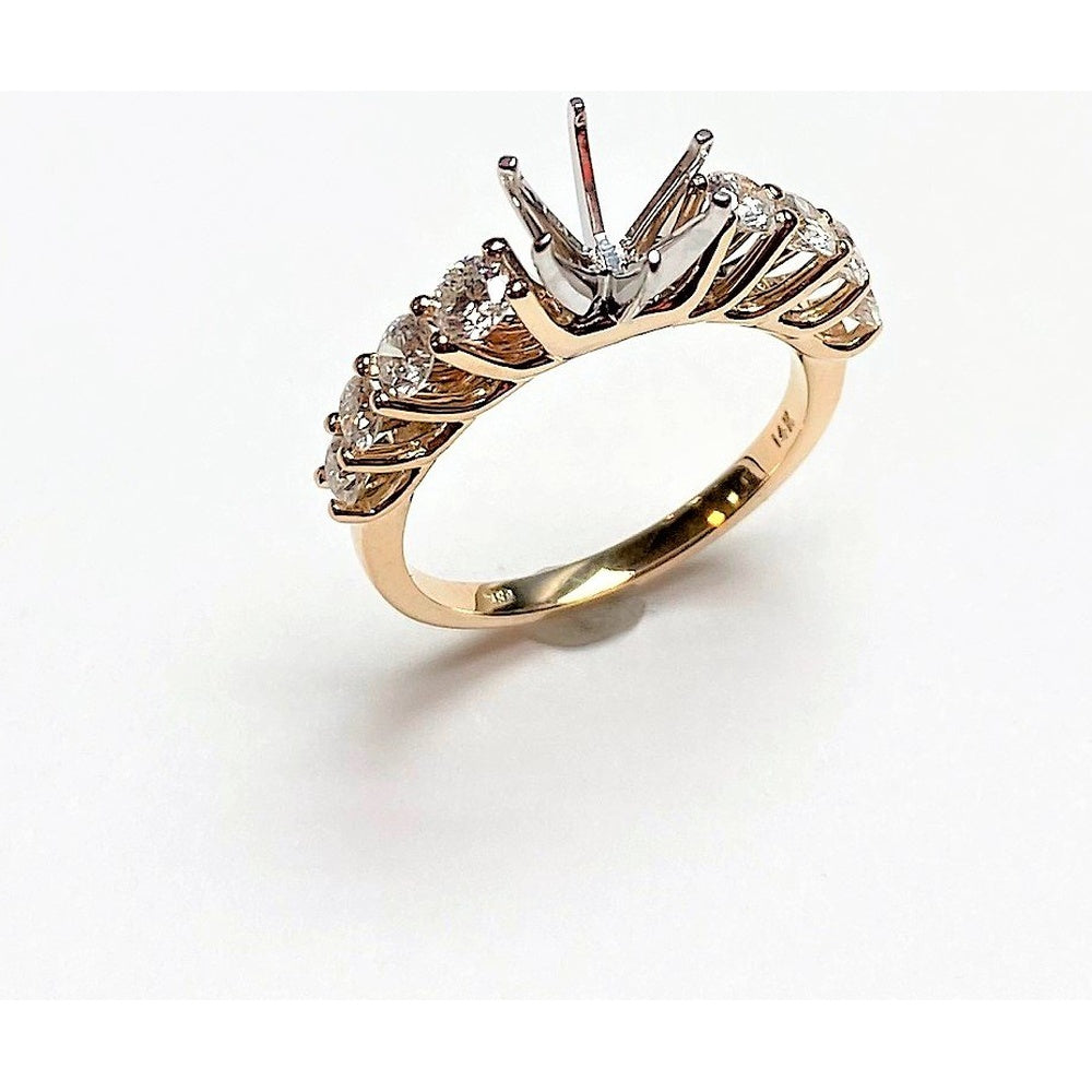 14K Yellow Gold Semi-Mount Engagement Ring with Round Brilliant-Cut Diamond Accents - 0.92 Carat Total Diamond Weight by Auriventus