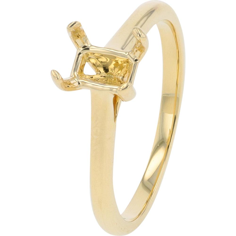 14K Yellow Gold Semi-Mount Ring for 4x6mm Emerald - 0.50 Carats Emerald Weight