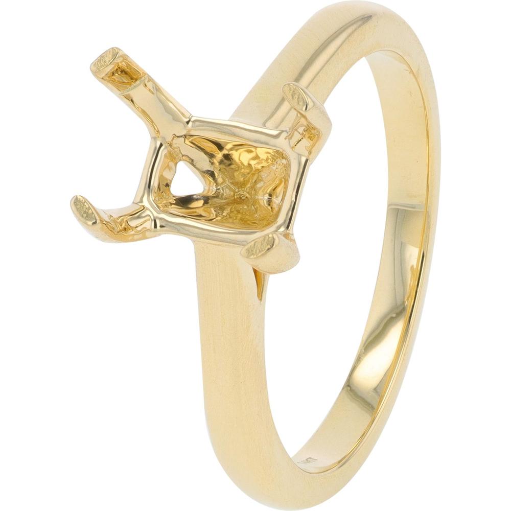 14K Yellow Gold Semi-Mount Ring for 7.5 x 5.5 MM Emerald - 1.50 Carats Total Gemstone Weight