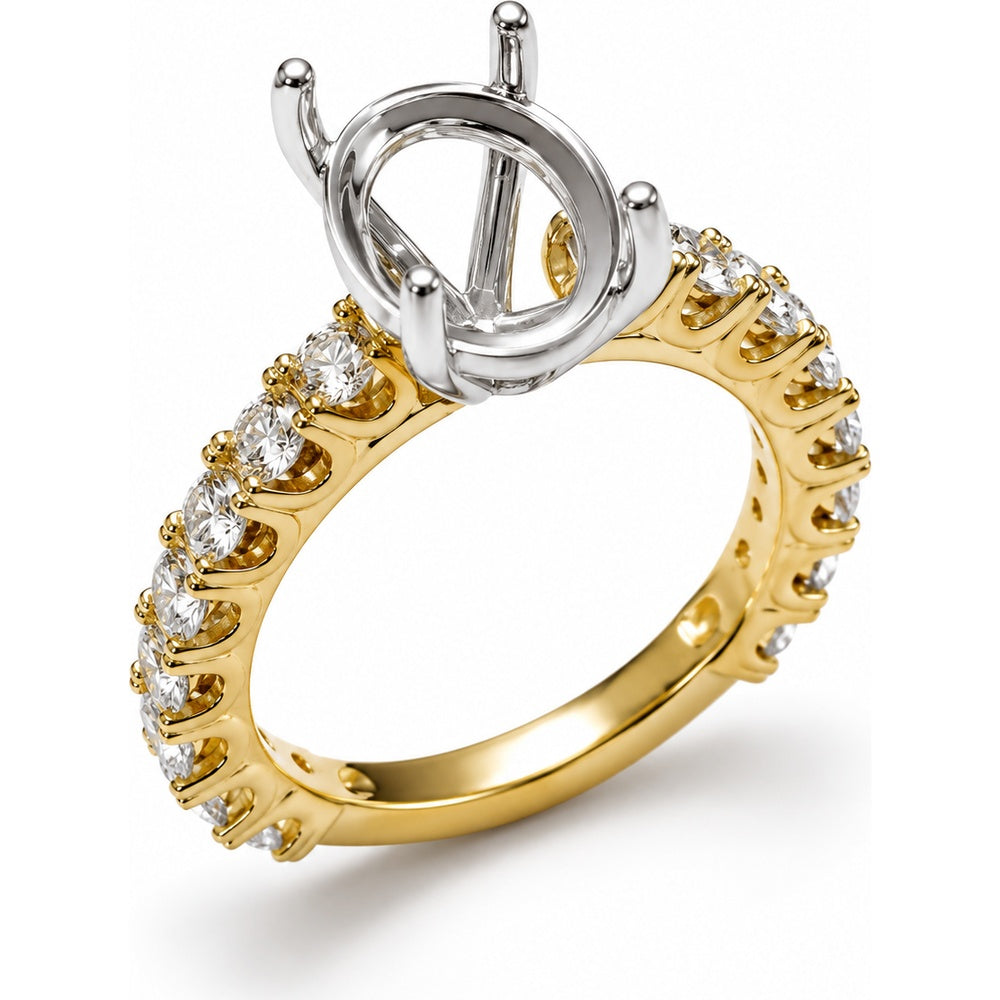 14K Yellow Gold Semi-Mount Ring with 1.31 Carat Total Weight Round Lab-Grown Diamond Band by Auriventus