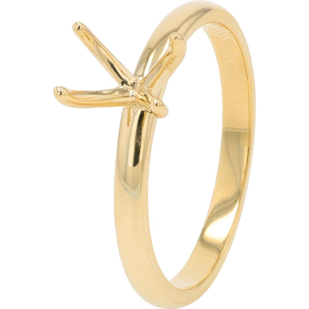 14K Yellow Gold Semi - Mount Ring with Four Prong Setting Holds Approximately 1 Carat Emerald
