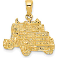14K Yellow Gold Semi Truck Cab Pendant - Textured Design with Polished Finish by Oro Pregiato