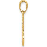 14K Yellow Gold Semi Truck Cab Pendant - Textured Design with Polished Finish by Oro Pregiato