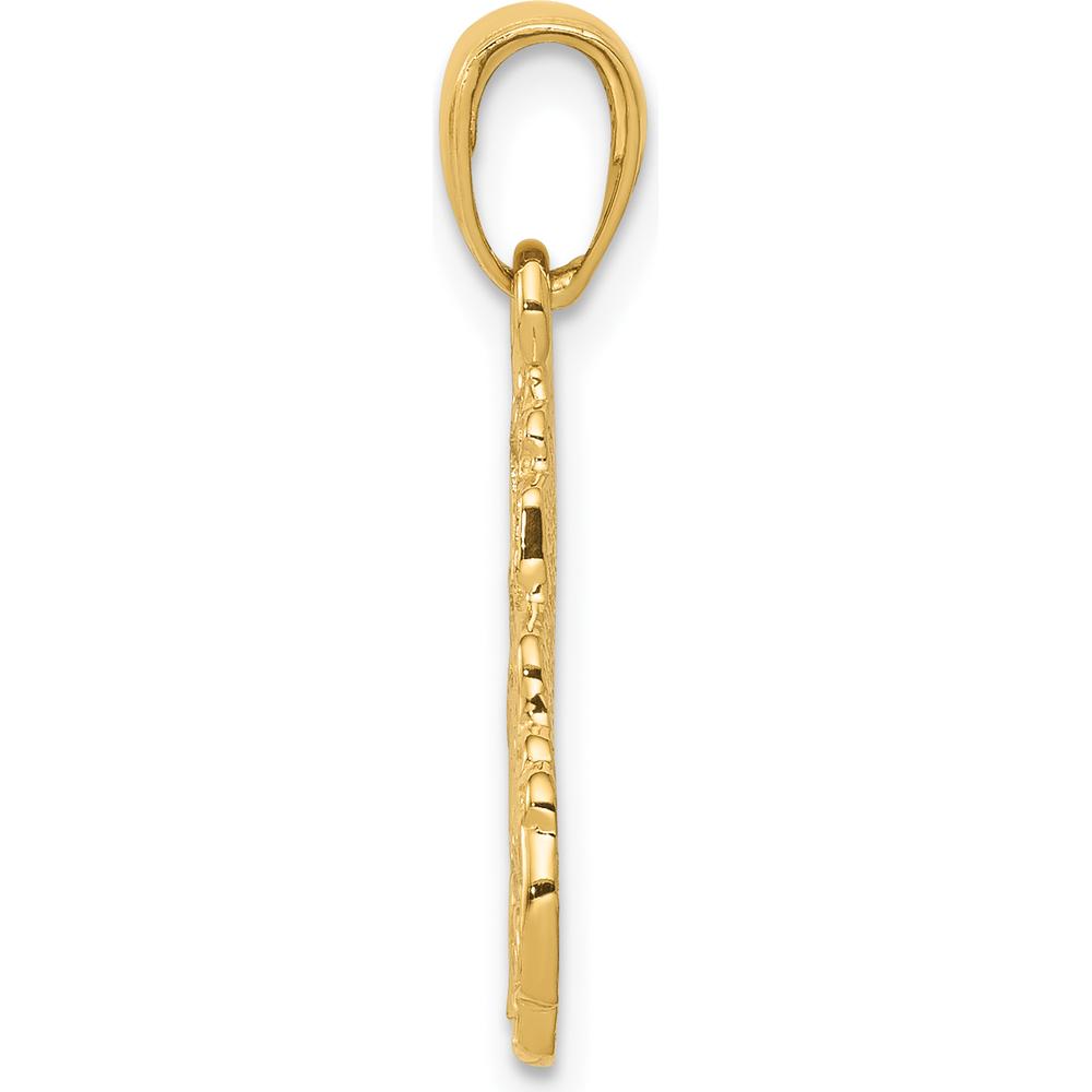 14K Yellow Gold Semi Truck Cab Pendant - Textured Design with Polished Finish by Oro Pregiato