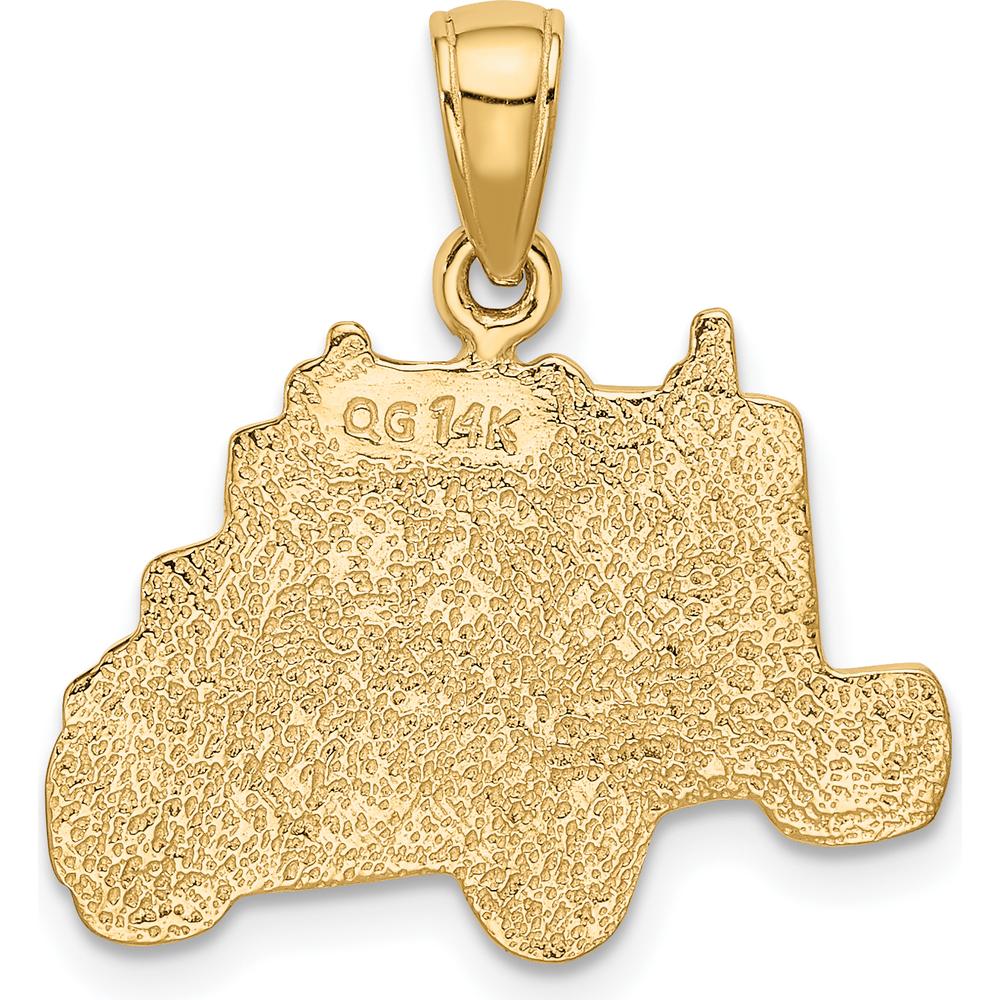 14K Yellow Gold Semi Truck Cab Pendant - Textured Design with Polished Finish by Oro Pregiato