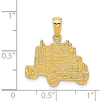 14K Yellow Gold Semi Truck Cab Pendant - Textured Design with Polished Finish by Oro Pregiato