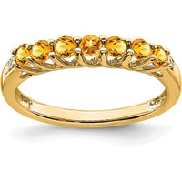 14K Yellow Gold Seven-Stone Citrine and Diamond Ring - 0.42 Carat Citrine Total Weight, 0.012 Carat Diamond Total Weight by 0