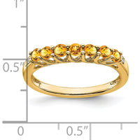 14K Yellow Gold Seven-Stone Citrine and Diamond Ring - 0.42 Carat Citrine Total Weight, 0.012 Carat Diamond Total Weight by 0