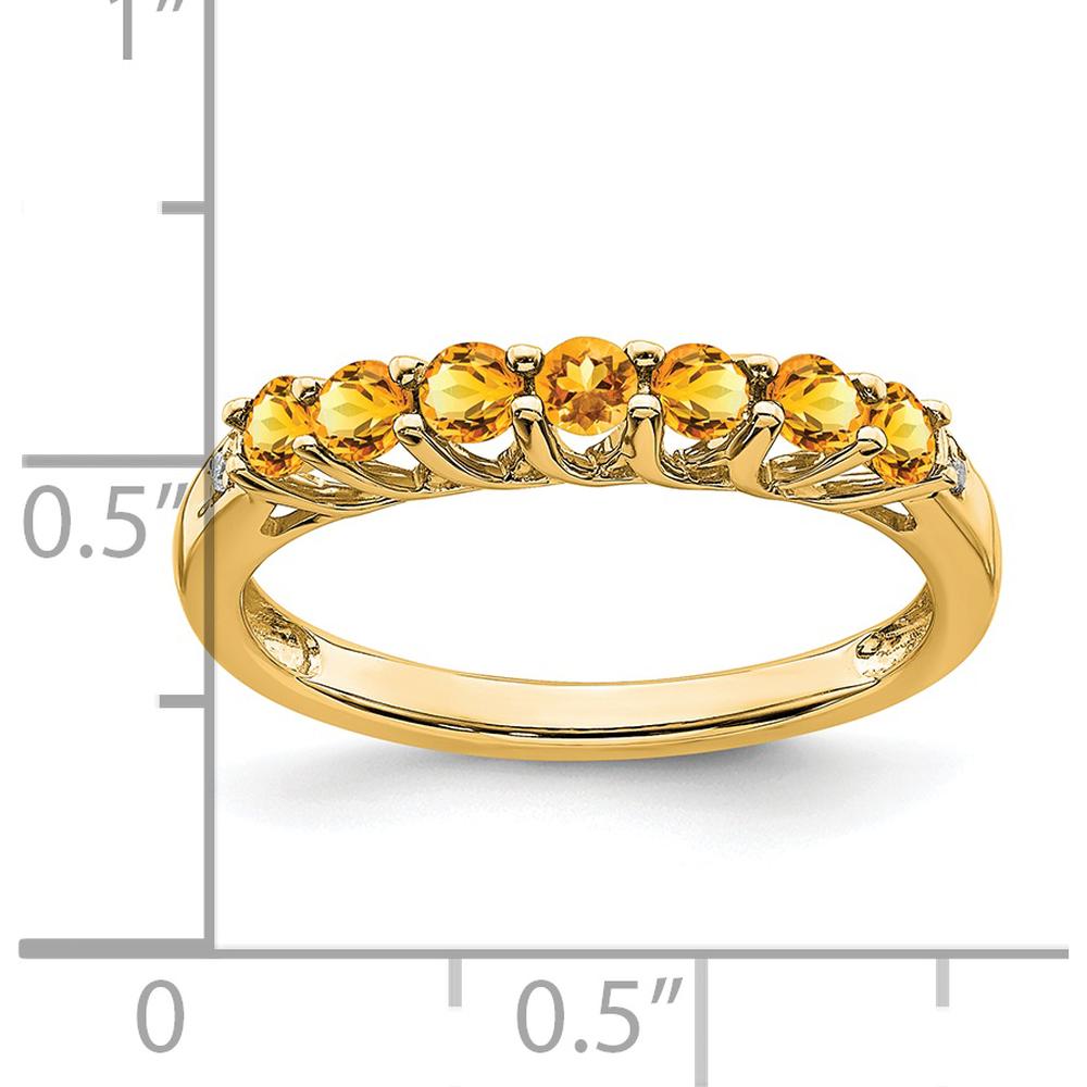 14K Yellow Gold Seven-Stone Citrine and Diamond Ring - 0.42 Carat Citrine Total Weight, 0.012 Carat Diamond Total Weight by 0