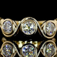 14K Yellow Gold Seven Stone Eternity Band with Bezel Set Round Lab Diamonds - 1.54 Carat Total Diamond Weight - Covaloro Fine Jewelry