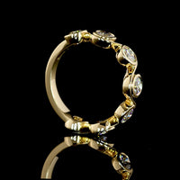 14K Yellow Gold Seven Stone Eternity Band with Bezel Set Round Lab Diamonds - 1.54 Carat Total Diamond Weight - Covaloro Fine Jewelry