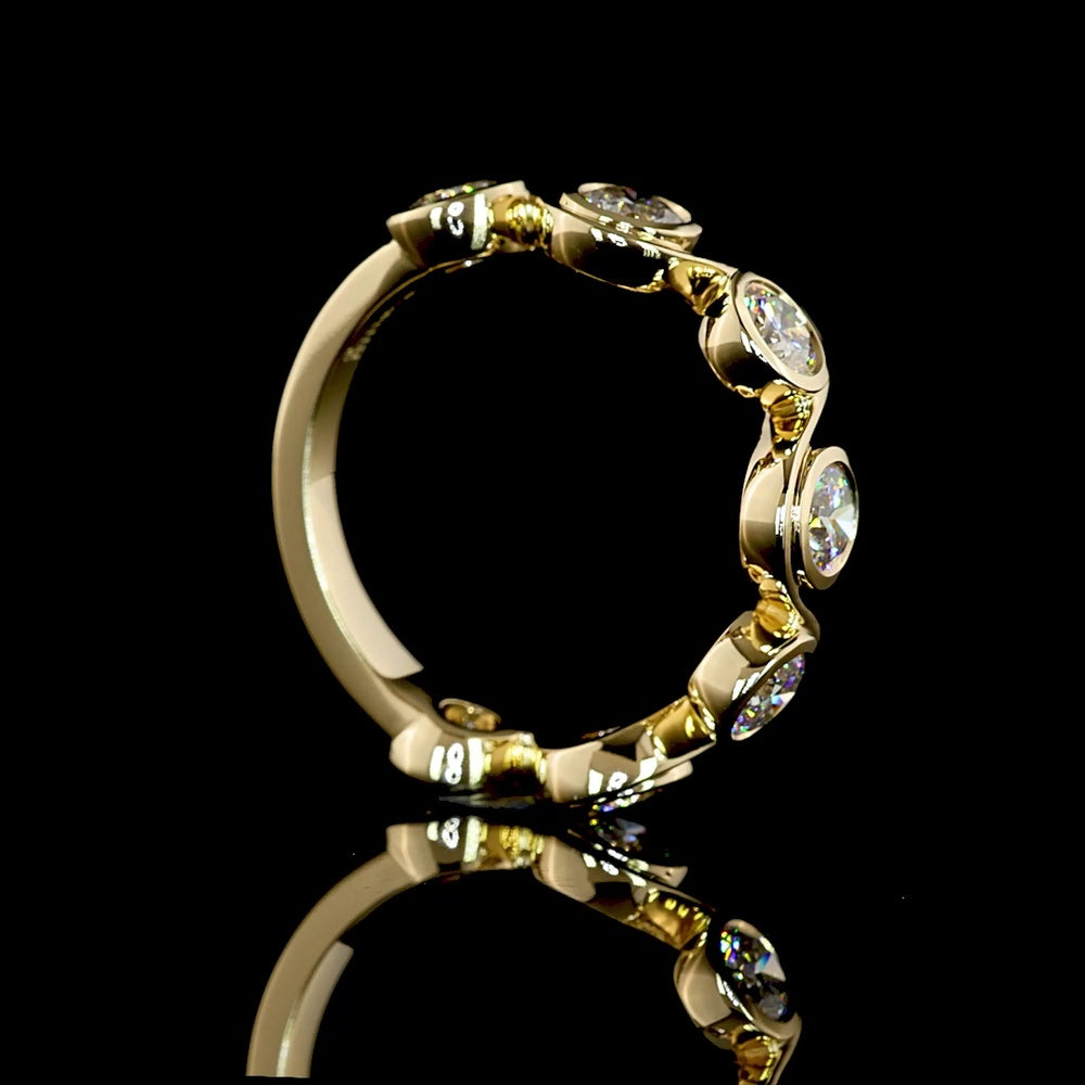 14K Yellow Gold Seven Stone Eternity Band with Bezel Set Round Lab Diamonds - 1.54 Carat Total Diamond Weight - Covaloro Fine Jewelry