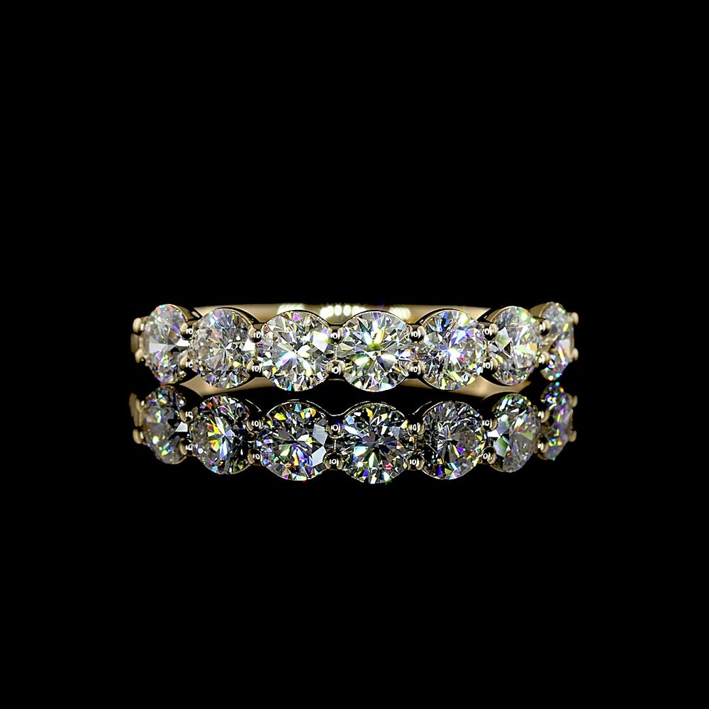 14K Yellow Gold Seven-Stone Eternity Band with Round Brilliant Lab Diamonds - 1.02 Carat Total Weight, E-F Color, VS1 Clarity - Covaloro Fine Jewelry