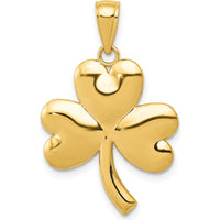 14K Yellow Gold Shamrock Charm Pendant - Polished with Textured Back by Oro Pregiato