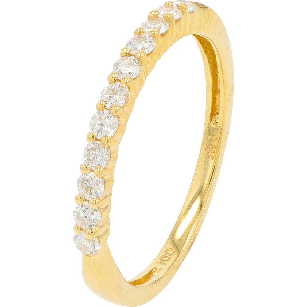 14K Yellow Gold Shared-Prong Band with Round Diamonds - 0.33 Carat Total Diamond Weight