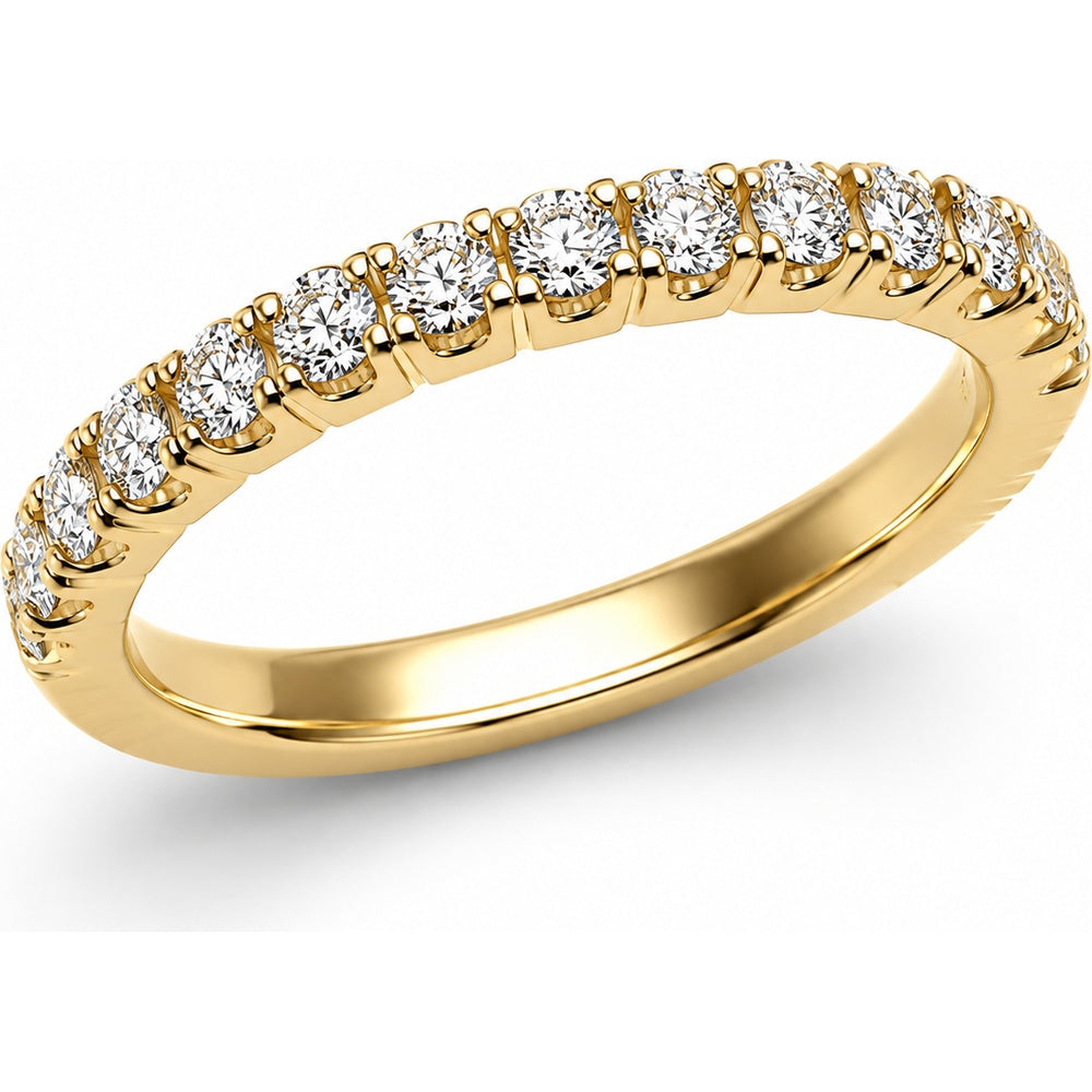 14K Yellow Gold Shared Prong Set Round Diamond Anniversary Band - 0.59 Carat Total Diamond Weight by Auriventus