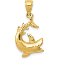 14K Yellow Gold Shark Pendant - 25mm Length, Solid Design by Oro Pregiato