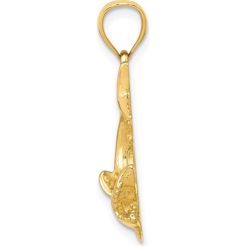 14K Yellow Gold Shark Pendant - 25mm Length, Solid Design by Oro Pregiato