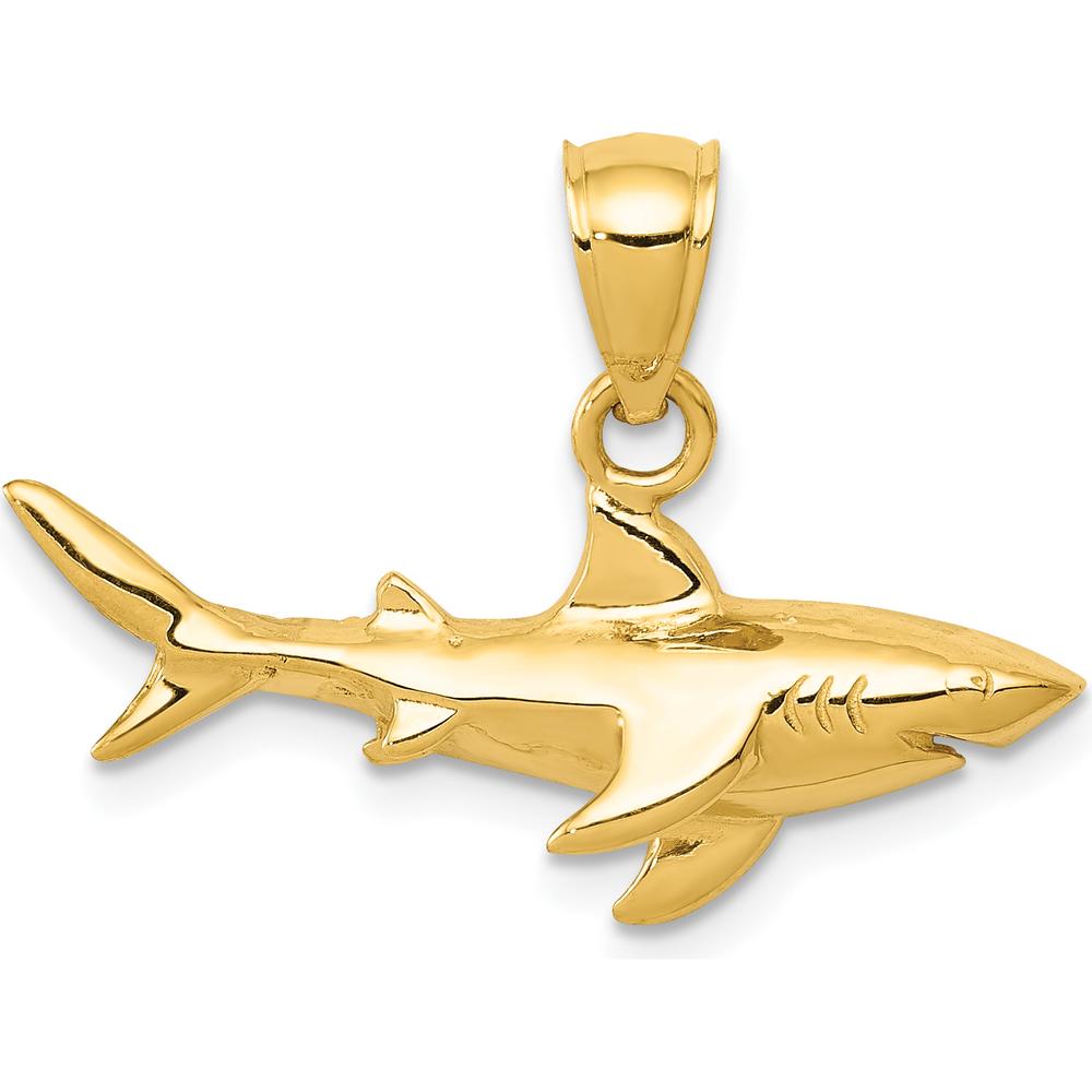 14K Yellow Gold Shark Pendant - Bold Ocean-Inspired Charm by Oro Pregiato