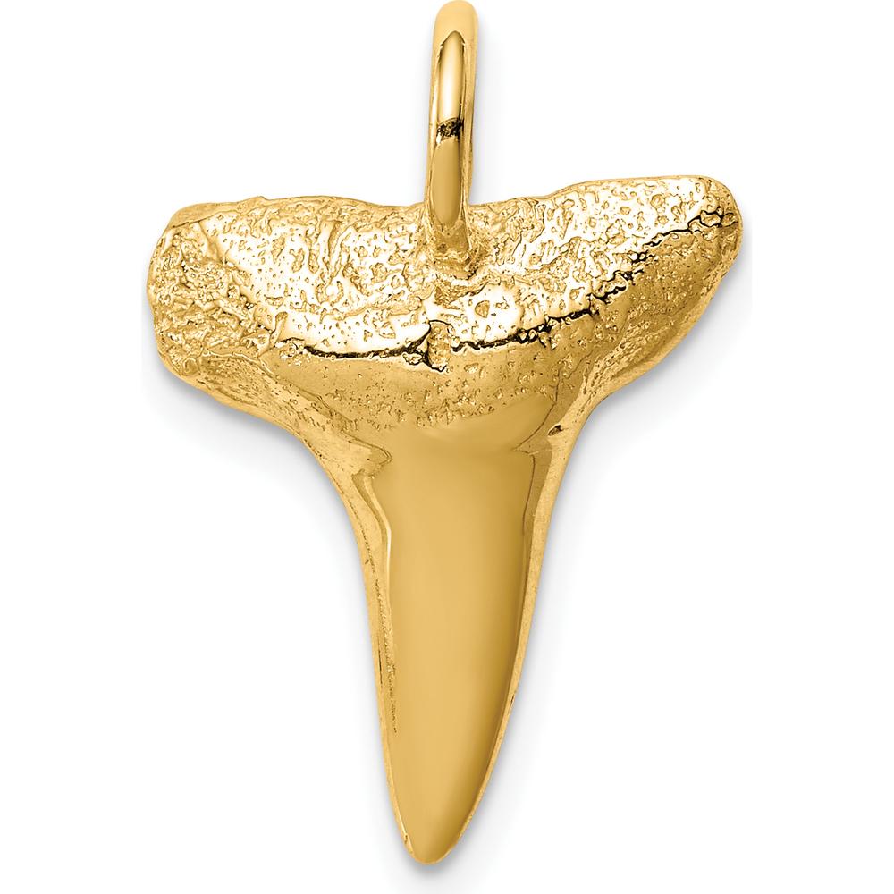 14K Yellow Gold Shark Tooth Pendant - Polished Textured Design by Oro Pregiato
