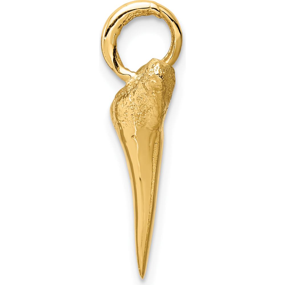14K Yellow Gold Shark Tooth Pendant - Polished Textured Design by Oro Pregiato